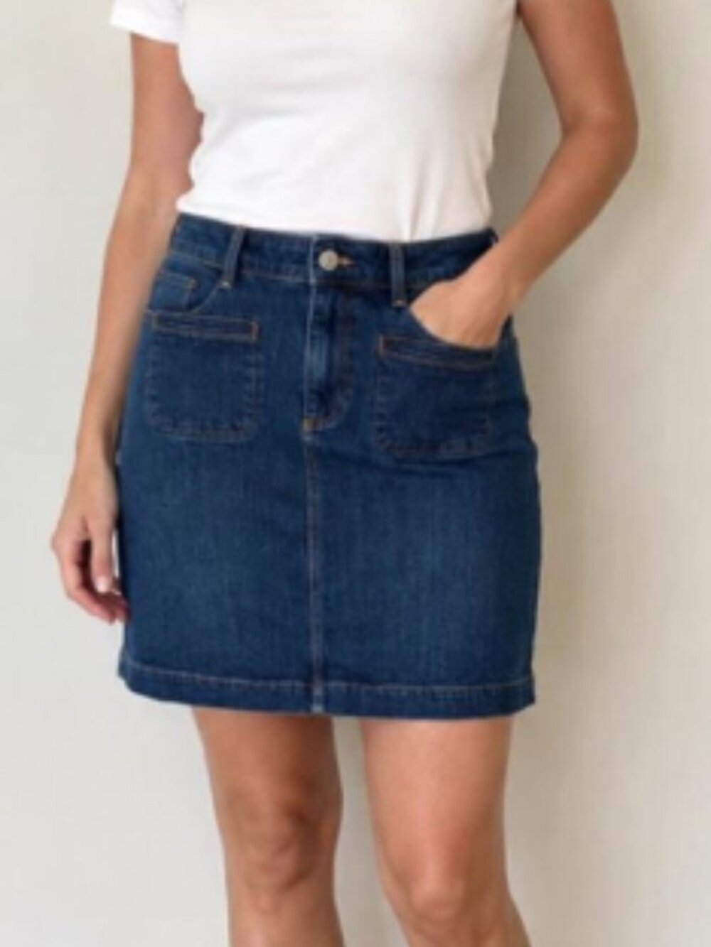 TALBOTS - Medium Wash Denim Skirt with Pockets -  Size 14